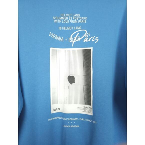 Helmut Lang Men's Paris Postcard Terry Crewneck Sweatshirt Pond Blue Small NWT - Picture 6 of 12